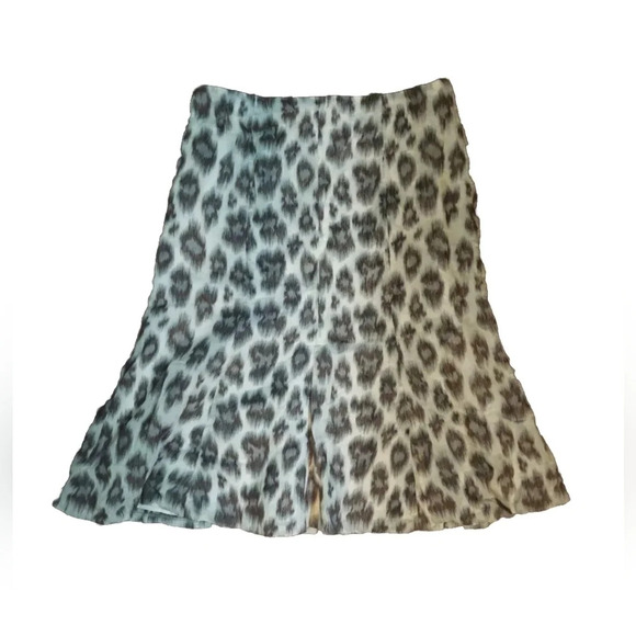Talbots Silk Blend Leopard Cheetah print pattern Midi skirt Lined Size 12 - Picture 2 of 7